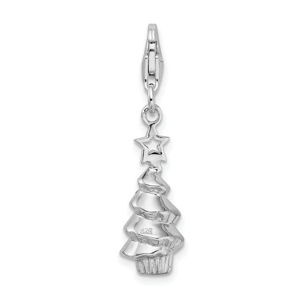 Goldia Sterling Silver Rhodium Plated Multi Glass Stone Tree W/Lobster Claw Clasp Charm