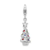 Goldia Sterling Silver Rhodium Plated Multi Glass Stone Tree W/Lobster Claw Clasp Charm