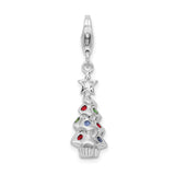 Goldia Sterling Silver Rhodium Plated Multi Glass Stone Tree W/Lobster Claw Clasp Charm
