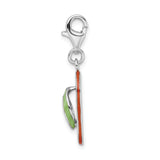 Goldia Sterling Silver Rhodium-Plated 3-d Enameled Flip-Flop W/Lobster Claw Clasp Charm