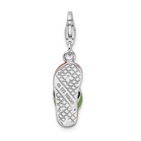 Goldia Sterling Silver Rhodium-Plated 3-d Enameled Flip-Flop W/Lobster Claw Clasp Charm