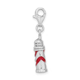 Goldia Sterling Silver Rhodium-Plated 3-d Enameled Lighthouse W/Lobster Clasp Char