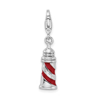 Goldia Sterling Silver Rhodium-Plated 3-d Enameled Lighthouse W/Lobster Clasp Char