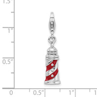 Goldia Sterling Silver Rhodium-Plated 3-d Enameled Lighthouse W/Lobster Clasp Char