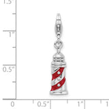 Goldia Sterling Silver Rhodium-Plated 3-d Enameled Lighthouse W/Lobster Clasp Char