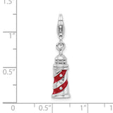 Goldia Sterling Silver Rhodium-Plated 3-d Enameled Lighthouse W/Lobster Clasp Char