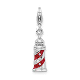 Goldia Sterling Silver Rhodium-Plated 3-d Enameled Lighthouse W/Lobster Clasp Char