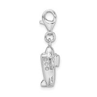 Goldia Sterling Silver Rhodium-Plated 3-d Airplane W/Lobster Claw Clasp Charm