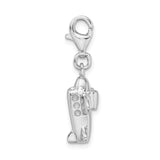 Goldia Sterling Silver Rhodium-Plated 3-d Airplane W/Lobster Claw Clasp Charm
