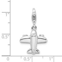 Goldia Sterling Silver Rhodium-Plated 3-d Airplane W/Lobster Claw Clasp Charm