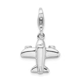 Goldia Sterling Silver Rhodium-Plated 3-d Airplane W/Lobster Claw Clasp Charm