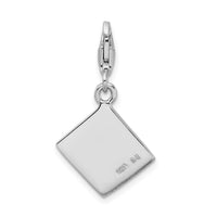 925 Sterling Silver Rhodium-plated 3-D Passport with Lobster Clasp Charm