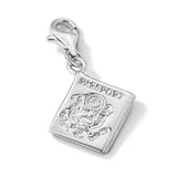 925 Sterling Silver Rhodium-plated 3-D Passport with Lobster Clasp Charm