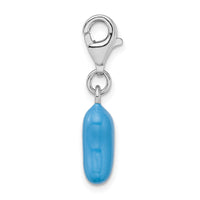 Goldia Sterling Silver Rhodium-Plated 3-d Enameled Blue Bean W/Lobster Claw Clasp Charm