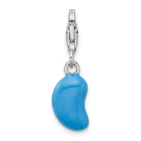 Goldia Sterling Silver Rhodium-Plated 3-d Enameled Blue Bean W/Lobster Claw Clasp Charm