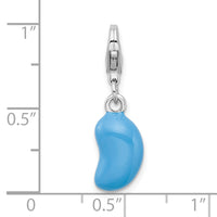 Goldia Sterling Silver Rhodium-Plated 3-d Enameled Blue Bean W/Lobster Claw Clasp Charm