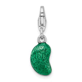 Goldia Sterling Silver Rhodium-Plated 3-d Enameled Green Bean W/Lobster Claw Clasp Char