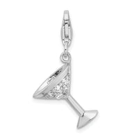 Adornica Diamonds Sterling Silver Amore La Vita Rhodium-plated CZ 3-D Martini Glass Charm