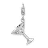 Adornica Diamonds Sterling Silver Amore La Vita Rhodium-plated CZ 3-D Martini Glass Charm