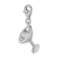 Adornica Diamonds Sterling Silver Amore La Vita Rhodium-plated CZ 3-D Martini Glass Charm