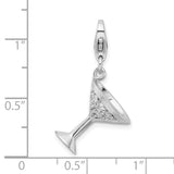 Adornica Diamonds Sterling Silver Amore La Vita Rhodium-plated CZ 3-D Martini Glass Charm