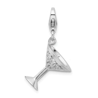 Adornica Diamonds Sterling Silver Amore La Vita Rhodium-plated CZ 3-D Martini Glass Charm