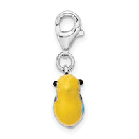 Goldia Sterling Silver Rhodium-Plated 3-d Enameled Bird W/Lobster Claw Clasp Charm