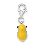 Goldia Sterling Silver Rhodium-Plated 3-d Enameled Bird W/Lobster Claw Clasp Charm