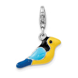 Goldia Sterling Silver Rhodium-Plated 3-d Enameled Bird W/Lobster Claw Clasp Charm