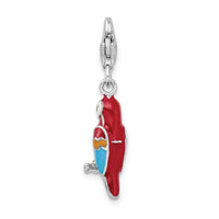 Goldia Sterling Silver Rhodium-Plated 3-d Enameled Parrot W/Lobster Claw Clasp Charm