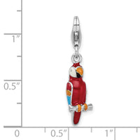 Goldia Sterling Silver Rhodium-Plated 3-d Enameled Parrot W/Lobster Claw Clasp Charm