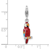 Goldia Sterling Silver Rhodium-Plated 3-d Enameled Parrot W/Lobster Claw Clasp Charm