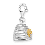 Sterling Silver Rhodium-Plated & Gold Plated 3-D Beehive w/Lobster Clasp