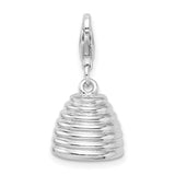 Sterling Silver Rhodium-Plated & Gold Plated 3-D Beehive w/Lobster Clasp