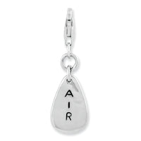 Goldia Sterling Silver Rhodium-Plated Air Symbol W/Lobster Claw Clasp Charm