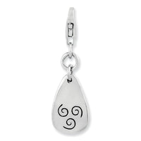 Goldia Sterling Silver Rhodium-Plated Air Symbol W/Lobster Claw Clasp Charm