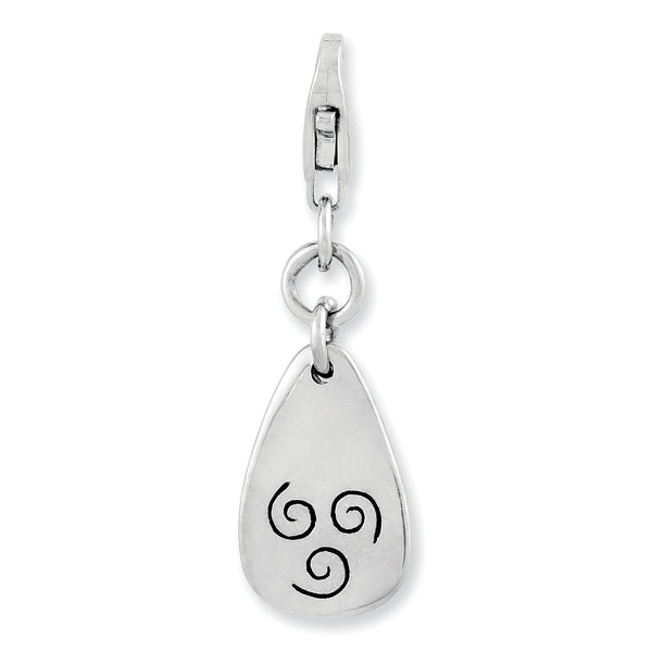 Goldia Sterling Silver Rhodium-Plated Air Symbol W/Lobster Claw Clasp Charm