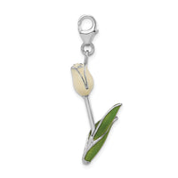 925 Sterling Silver Enameled Tulip with Lobster Clasp Charm