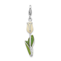 925 Sterling Silver Enameled Tulip with Lobster Clasp Charm