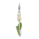 925 Sterling Silver Enameled Tulip with Lobster Clasp Charm