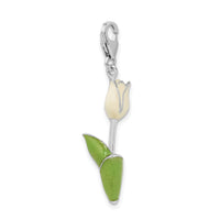 925 Sterling Silver Enameled Tulip with Lobster Clasp Charm