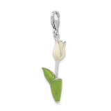 925 Sterling Silver Enameled Tulip with Lobster Clasp Charm