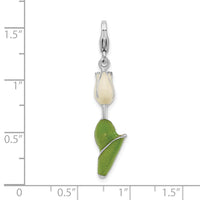 925 Sterling Silver Enameled Tulip with Lobster Clasp Charm