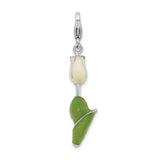 925 Sterling Silver Enameled Tulip with Lobster Clasp Charm