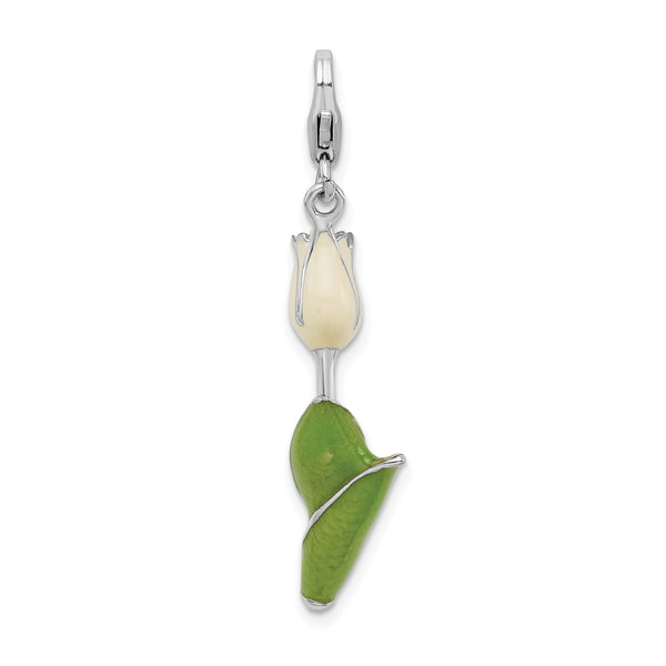 925 Sterling Silver Enameled Tulip with Lobster Clasp Charm