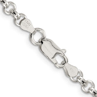Sterling Silver Rhodium Plated 8in 4.75mm Half Round Belcher Bracelet, 8 in