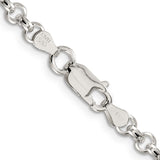 Sterling Silver Rhodium Plated 8in 4.75mm Half Round Belcher Bracelet, 8 in