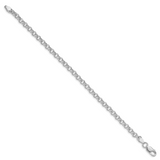 Sterling Silver Rhodium Plated 8in 4.75mm Half Round Belcher Bracelet, 8 in