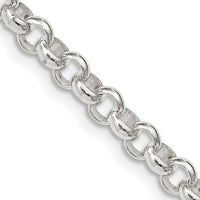 Sterling Silver Rhodium Plated 8in 4.75mm Half Round Belcher Bracelet, 8 in