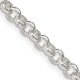Sterling Silver Rhodium Plated 8in 4.75mm Half Round Belcher Bracelet, 8 in